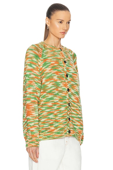 Shop Bode Newbury Cardigan In Green Multi