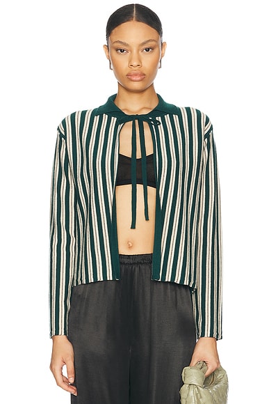 BODE Hogan Stripe Cardigan in Green Multi