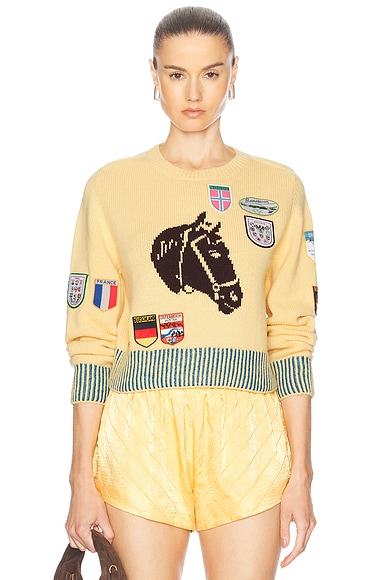 BODE Pony Silhouette Crewneck Sweater in Yellow