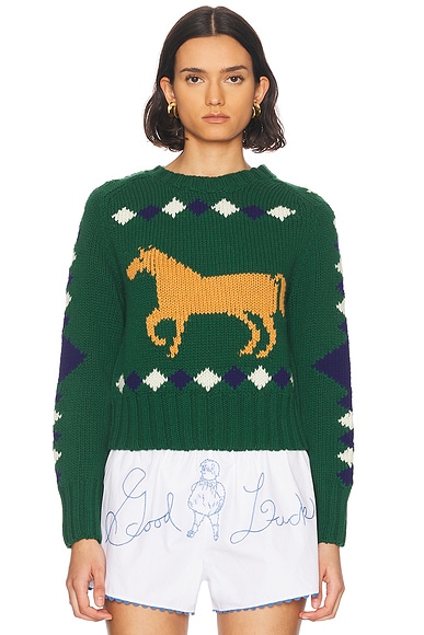 BODE Diamond Corral Sweater in Green Multi