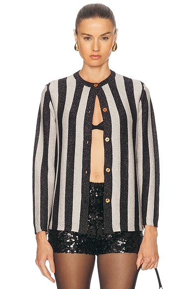 R13 Distressed Edge Cardigan in Black & White Checker | FWRD