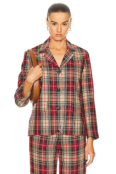Truto Plaid Suit Jacket in Red