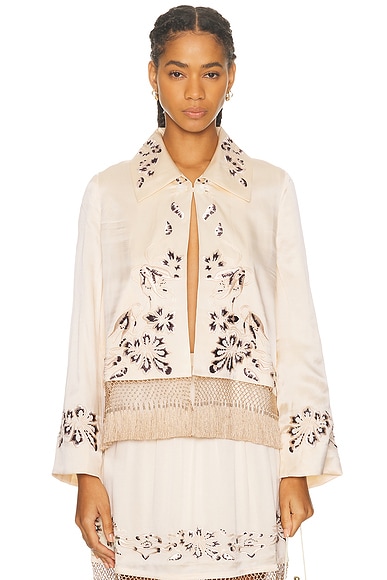 BODE Phantasm Fringe Jacket in Ecru
