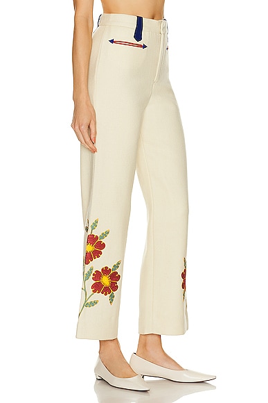 Shop Bode Grandiflora Trouser In Cream