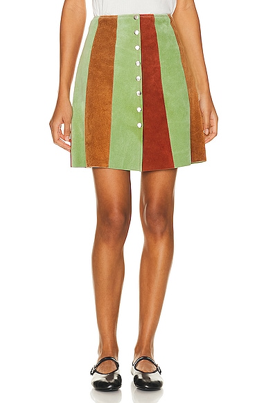 BODE Suede Snap Skirt in Multi
