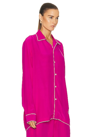 Shop Bode Shadow Jasmine Long Sleeve Shirt In Fuchsia