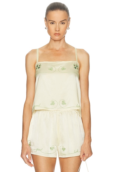 BODE Lucky Draw Tank Top in Ecru