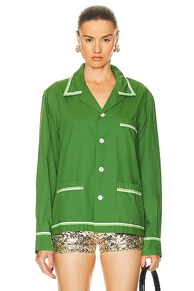 BODE Top Sheet Long Sleeve Shirt in Green