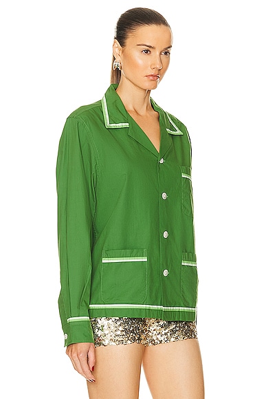Shop Bode Top Sheet Long Sleeve Shirt In Green