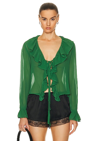 BODE Flounce Blouse in Green