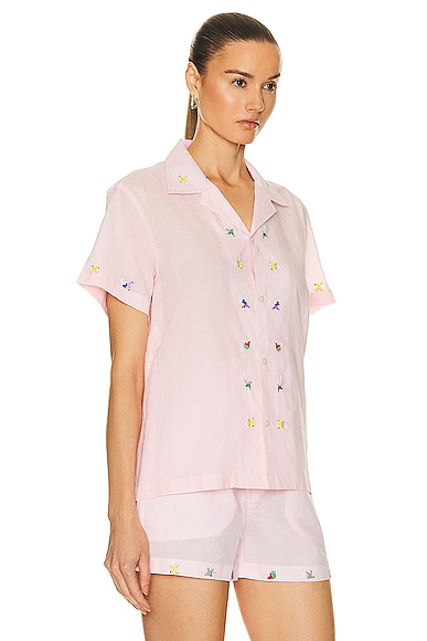 Shop Bode Tumbler Short Sleeve Shirt In Pink