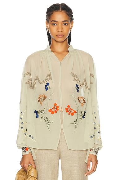 Embroidered Flower Study Shirt