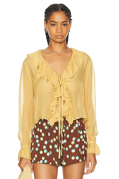 BODE Flounce Blouse in Ocre