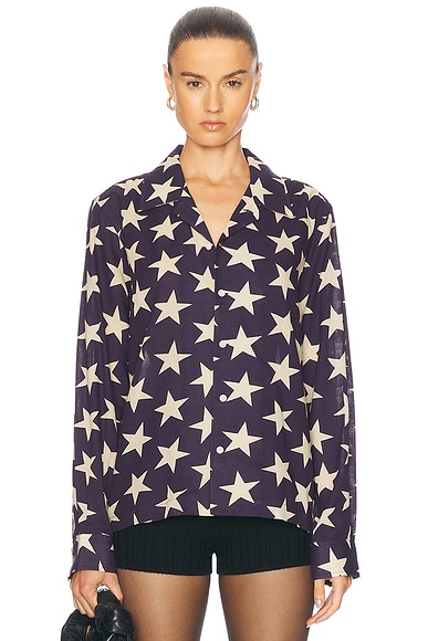 BODE Starry Long Sleeve Shirt in Navy