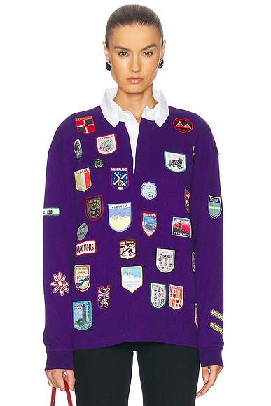 BODE Passport Patch Rugby Shirt in Purple | FWRD
