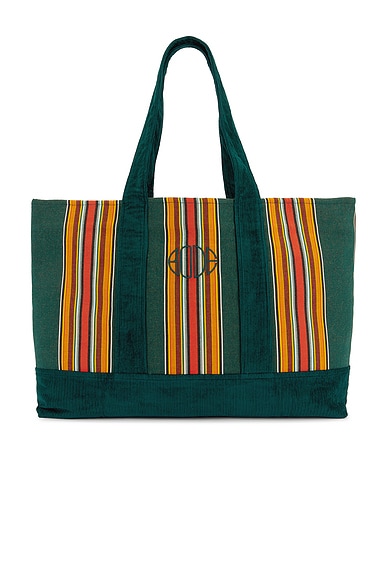 BODE Parakeet Stripe Tote Bag in Green Multi