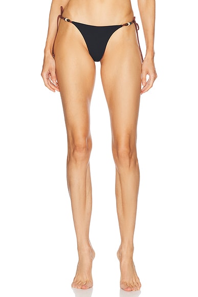 Bond Eye Serafina Reversible Brief Bikini Bottom in Black & Arabica