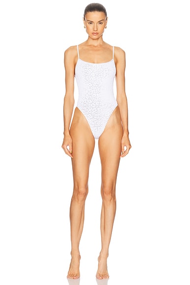Bond Eye Low Palace One Piece Swimsuit in White Leopard Two Tone