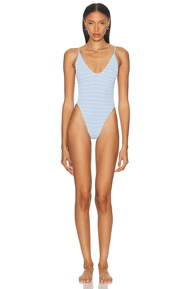 Bond Eye Everly One Piece Swimsuit in Powder Blue Stripe