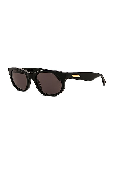 Shop Bottega Veneta Bv1145s Sunglasses In Shiny Black & Solid Grey