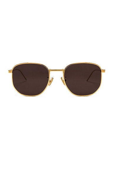 Bottega Veneta BV1160SA Sunglasses in Shiny Gold & Solid Grey