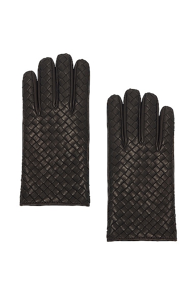 Bottega Veneta Intreccio Gloves in Brown