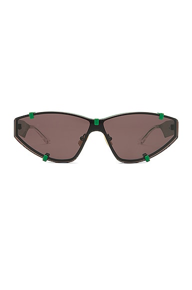Bottega Veneta BV1165S Sunglasses in Varnished Green & Solid Black
