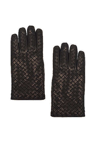 Bottega Veneta Intreccio Gloves In Black