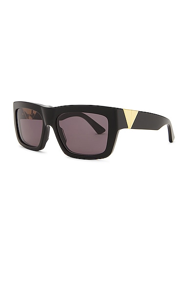 Shop Bottega Veneta New Triangle Acetate Sunglasses In Shiny Black
