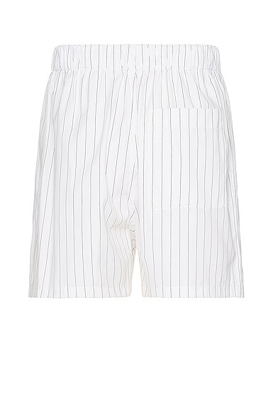 Shop Bottega Veneta Fine Pinstripe Shorts In White & Black