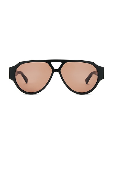 Bottega Veneta Bold Triangle Stud Sunglasses in Green & Brown