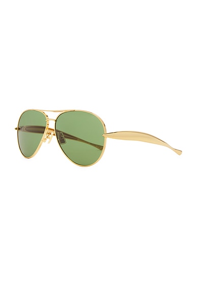 Shop Bottega Veneta Sardine Sunglasses In Shiny Gold