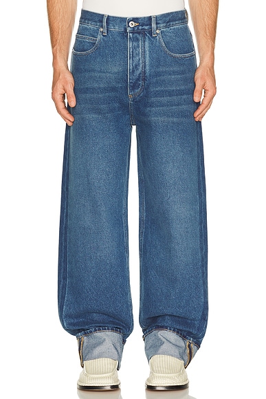 Turned Up Trousers Medium Indigo Washed