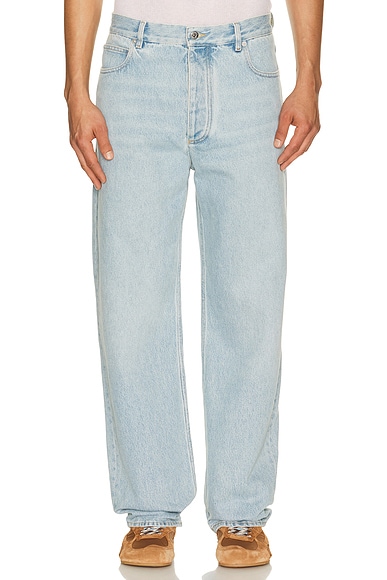 Sky Bleached Intrecciato Detail Wide Leg Denim