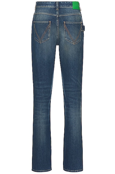 Shop Bottega Veneta Medium Slim Denim Jeans In Mid Blue