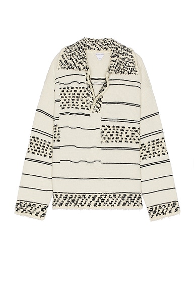 Bottega Veneta Mw Textured Stripe Knit Sweater in Multico Seasalt