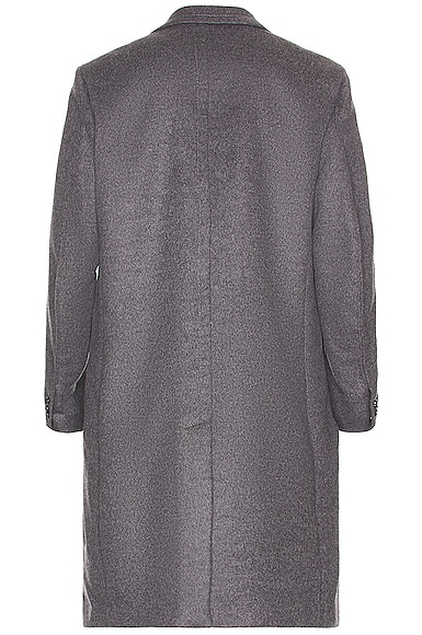 Shop Bottega Veneta Curved Sleeves Long Coat In Grey Melange