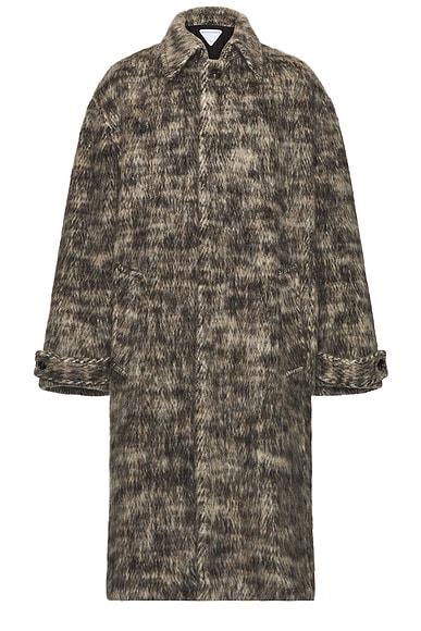 Brushed Melange Wool Belted Coat