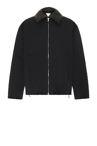 Bottega Veneta Tech Nylon With Intrecciato Leather Collar Bottega Veneta Tech Nylon With Intrecciato Leather Collar