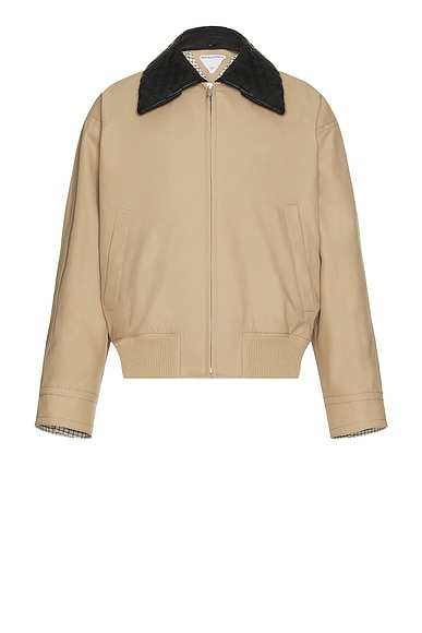 Fluid Cotton Twill Intrecciato Collar Blouson