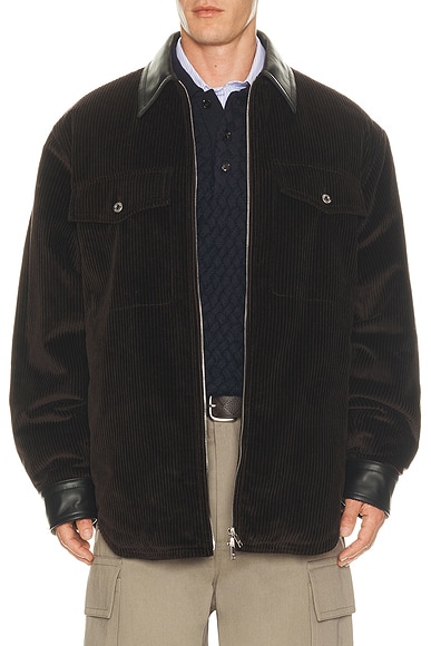 Bottega Veneta Washed Cotton Corduroy Padded Overshirt in Intense Carrubo