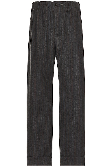 Pinstripe Chevron Trousers in Charcoal
