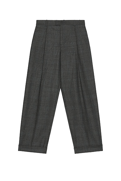 Bottega Veneta Wool Prince Of Wales One Pleat Trousers in Black, Chalk, & Blue