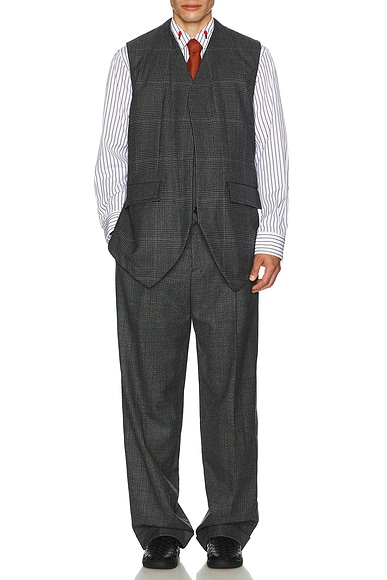 Wool Prince Of Wales One Pleat Trousers