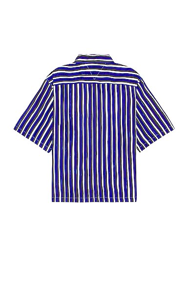 Shop Bottega Veneta Hand Drawn Stripe Shirt In Blue & Black