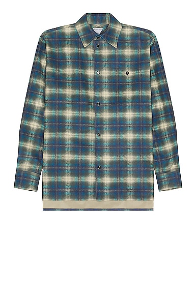BOTTEGA VENETA PRINTED LEATHER CHECK FLANNEL SHIRT