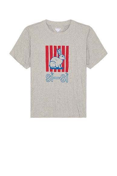 Bottega Veneta Crushed Sisi Print Jersey T-Shirt in Light Grey Meange