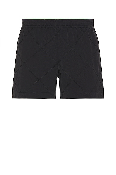 Bottega Veneta Woven Pattern Swim Shorts In Black