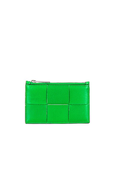 Bottega Veneta Cassette Zipped Card Case in Green