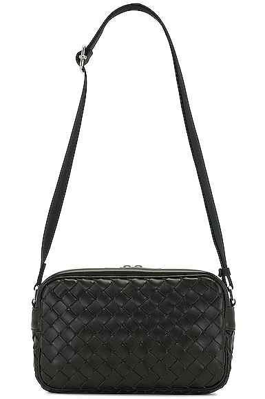 Bottega Veneta Classic Intrecciato Camera Bag in Dark Green & Silver
